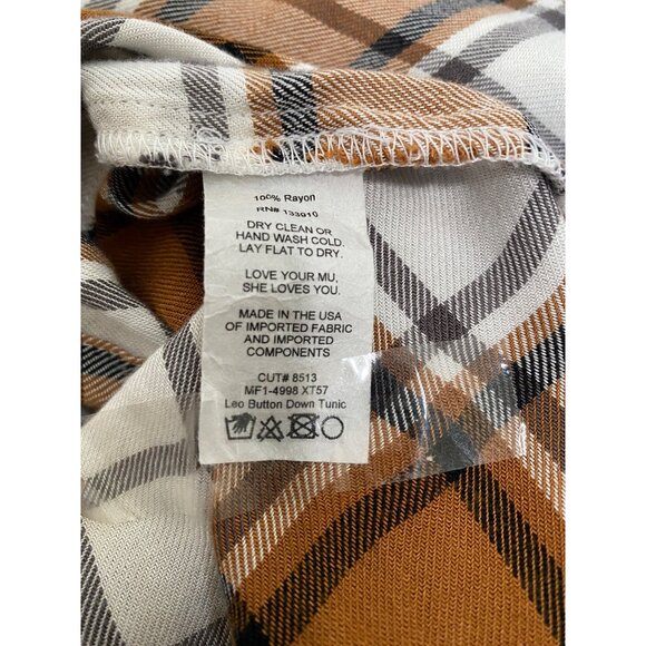 Show Me Your Mumu Leo Button Down Long Tunic Dress Size Small Tan/Blue Plaid - Picture 13 of 13